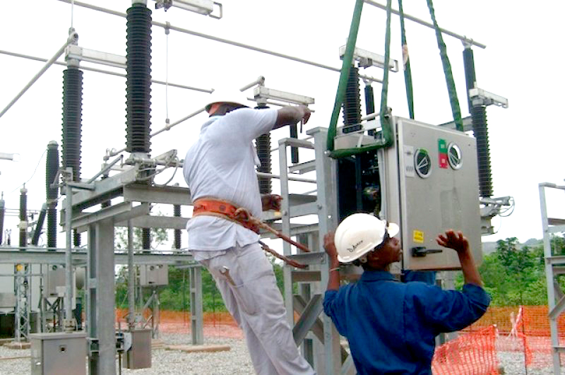 ECG workers working on lines